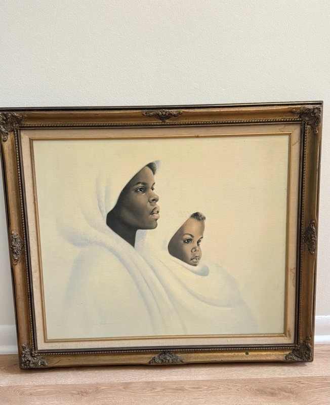 Vintage Ida Jackson “Mother & Child” Framed Wall Art – Large Canvas