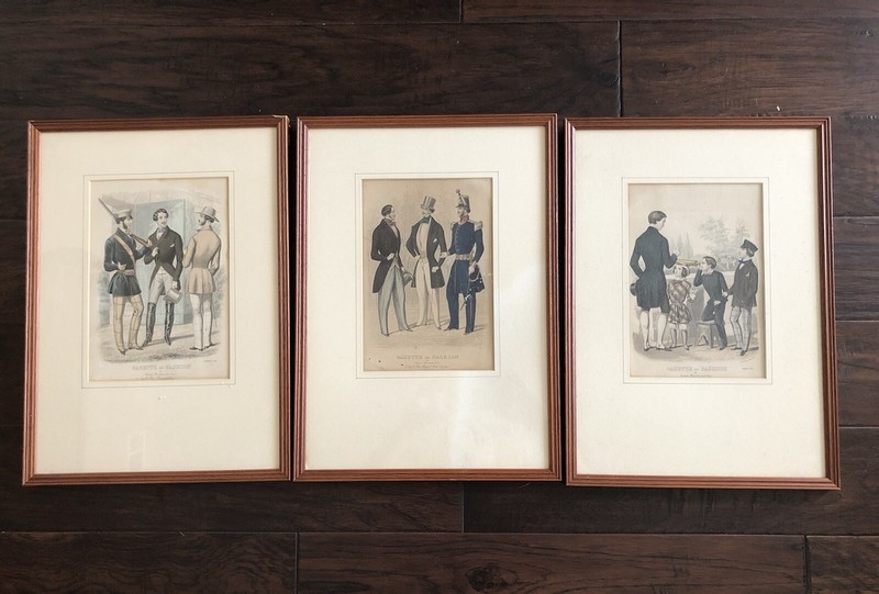 Vtg Set Of 3: Gazette Of Fashion/E Minister Men’s Fashion Framed Prints