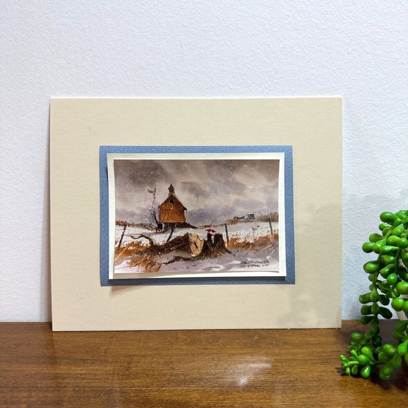 Ed Gifford Photographic Imagery Signed 8×10 The Christmas Kiss Red Cardinals Vtg