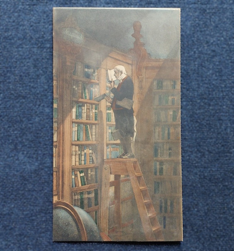 The Bookworm • Color Stone Lithograph • After Carl Spitzweg (Germany) • AS IS
