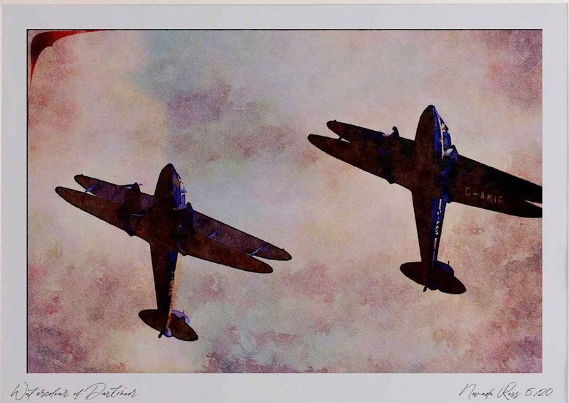 661066 2x DH.89 Dragon Rapide (G AKIF & G AIYR) Watercolour Picture Ltd Ed A4