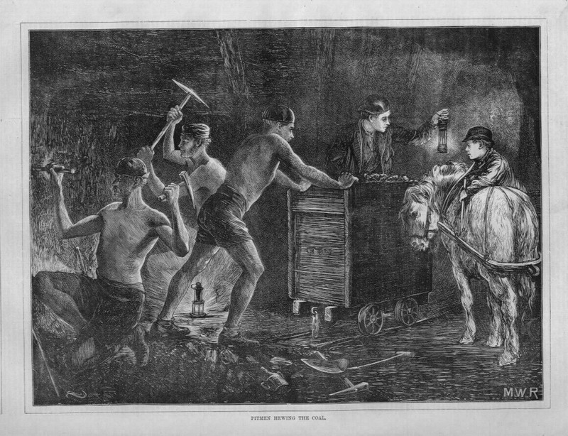 COAL MINING PICKAXE CHISEL HAMMER LANTERN PITMEN HEWING THE COAL CART HORSE