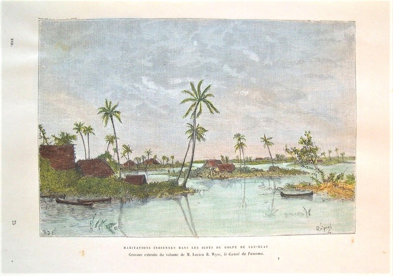 CARIBBEAN. SAN BLAS GULF. ORIGINAL WOOD BLOCK ENGRAVING: E. RECLUS; PARIS, 1891