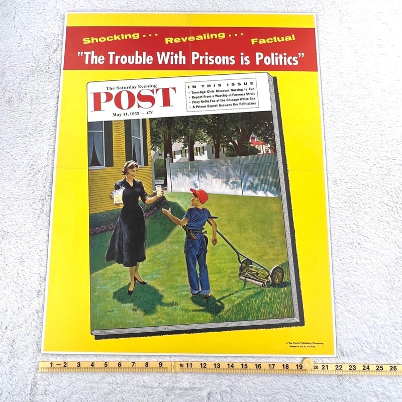 1950s BIG Saturday Evening Post Vintage Advertising Sign 28" Cardboard Display gallery