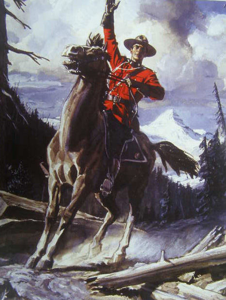 Canadian Mountie RCMP on Horse waving