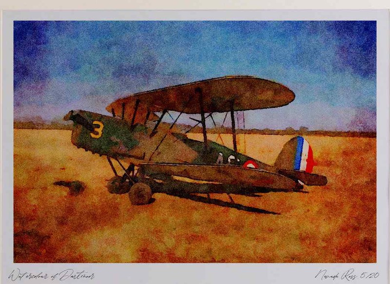 417044 Stampe SV 4C 1946 Hartley Field TX Ltd Ed A3 Watercolour Print