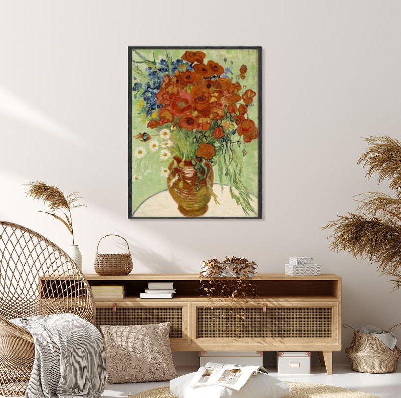 Vibrant Floral Still Life Framed Artwork Rustic Vase Pop Art Home Decor gallery