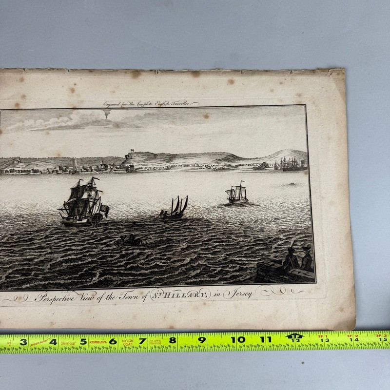 Antique c1790 St Hilary Jersey Copperplate Engraving Laid Paper Maritime View gallery