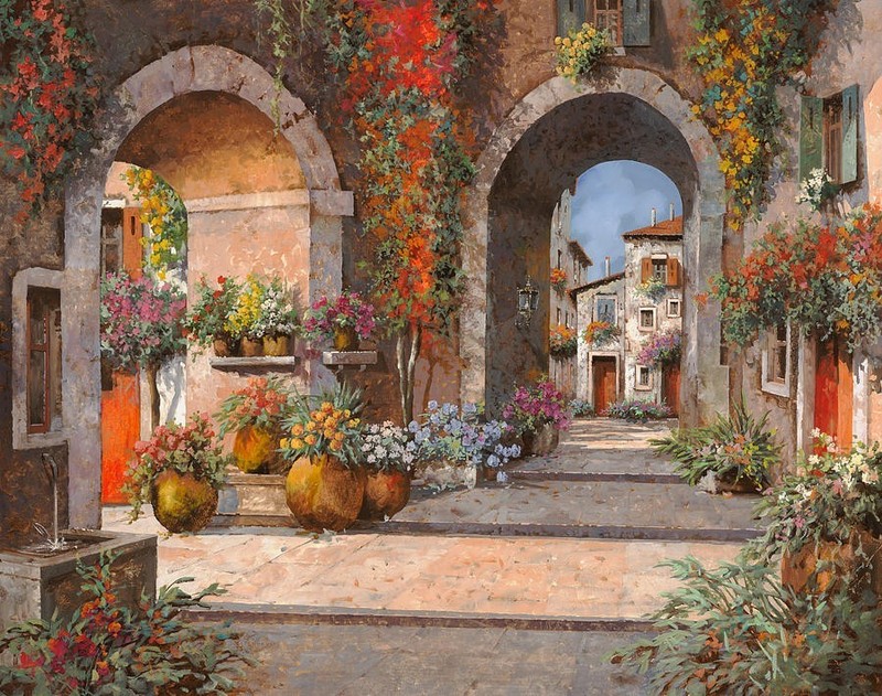 canvas art print giclée – poster – pillow. archi e sotoportego Tuscany Italy