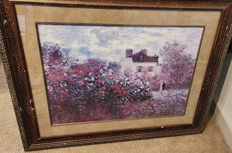 Claude Monet Print » The Garden of Monet At Argenteuil. Signed and framed. Large