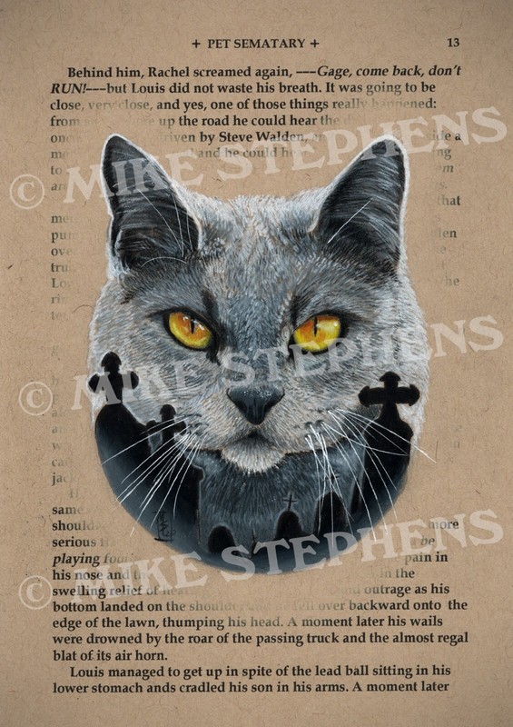 Horror Art Print – Church Pet Semetery Over Bookpage