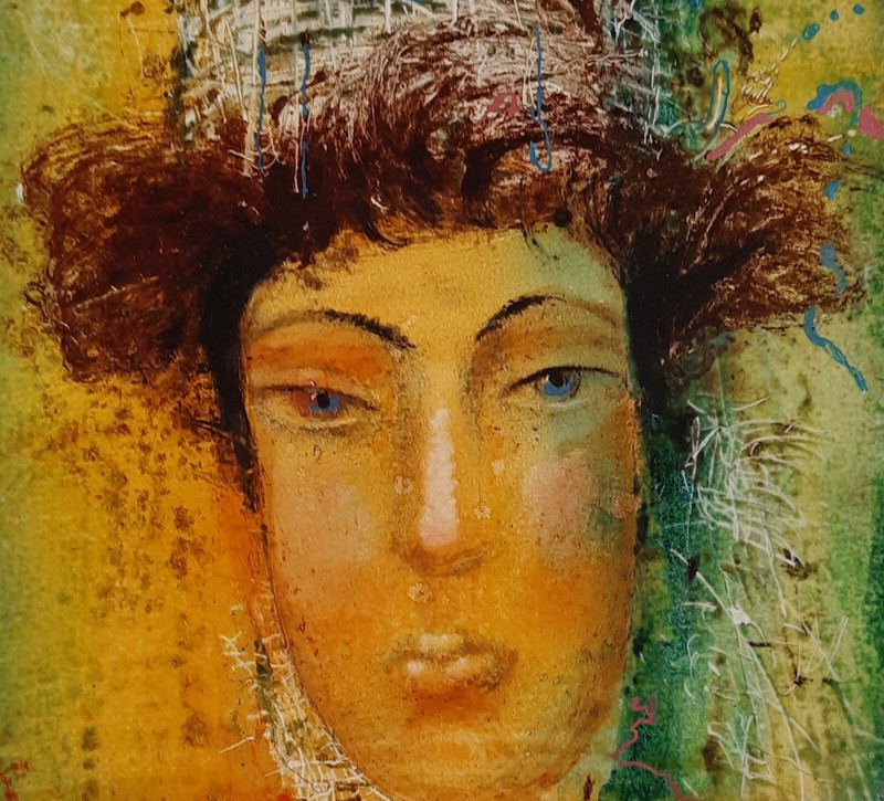 Original Ukrainian Monotype Portrait Signed Framed Surreal Art Artist Trusov gallery