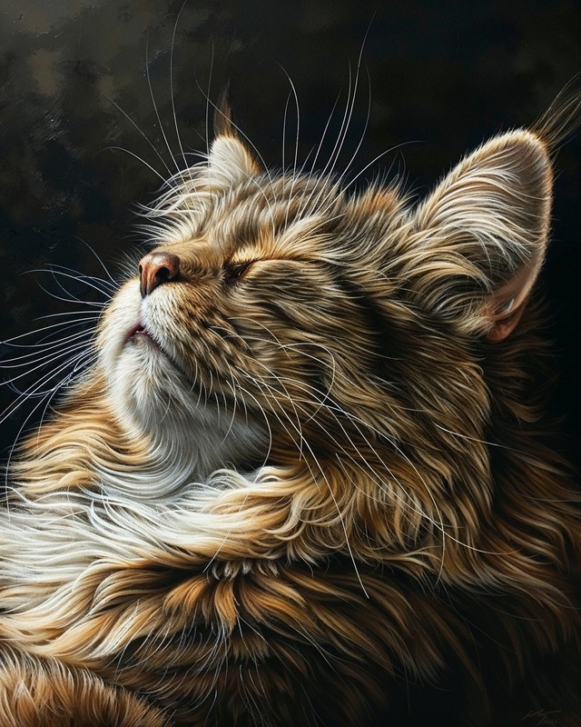 8×10 Art Print Cat Hair Long Painting – 21700772