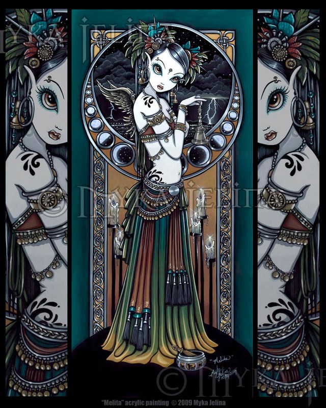 Tribal Fusion Angel Storm Dancer Melita Myka Ltd Ed Signed CANVAS Embellished