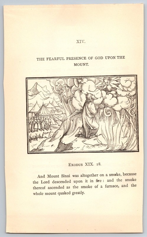 1878 Old Testament, Vtg Print, Exodus XIX 18 – God Upon the Mount – Religious