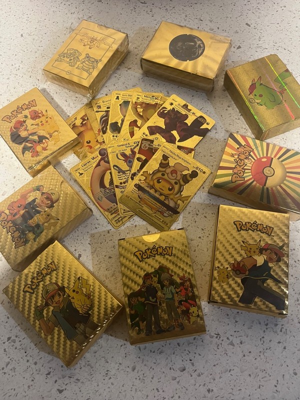 Gold Foil Pokemon Cards Fan Art Packs (55 cards per pack - set of 3 packs)