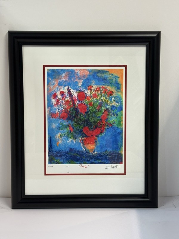 Marc Chagall Bouquet Over Paris 1968 Framed