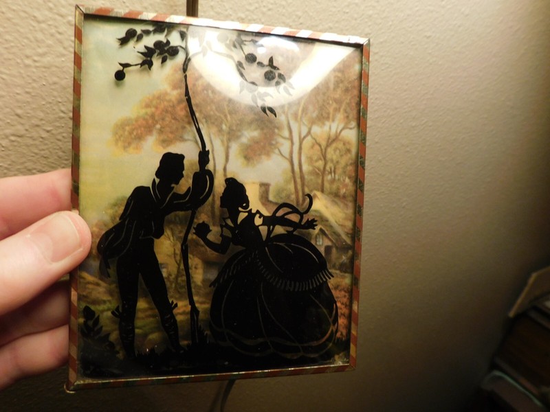 Silhouette Bubble Picture Vintage Reverse Paint Art Litho Cottage Courting gallery