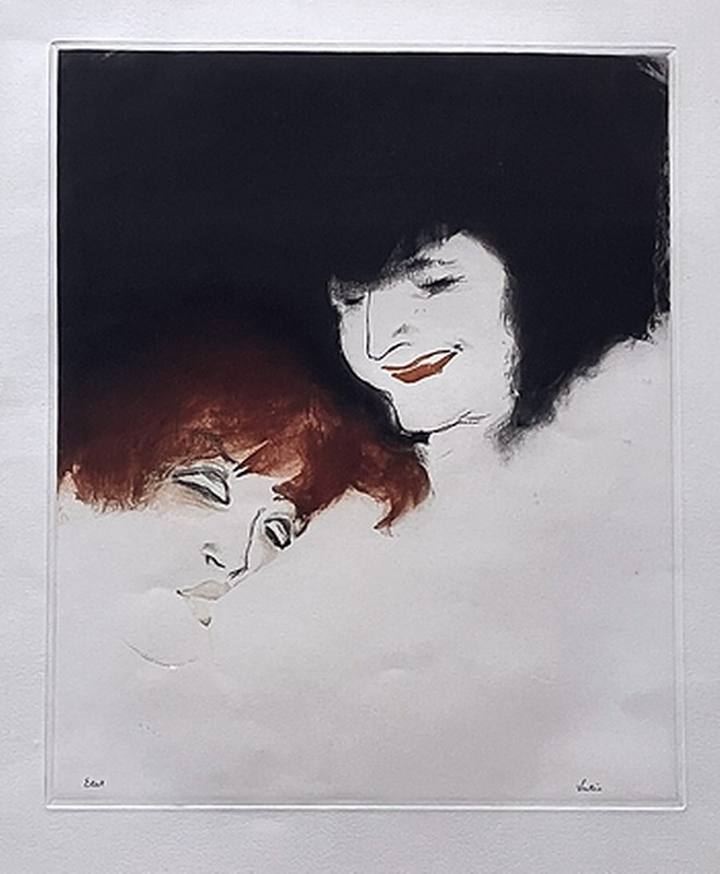 Marcel Vertes Signed Etching Aquatint TWO FRIENDS Framed Romantic Impressionist