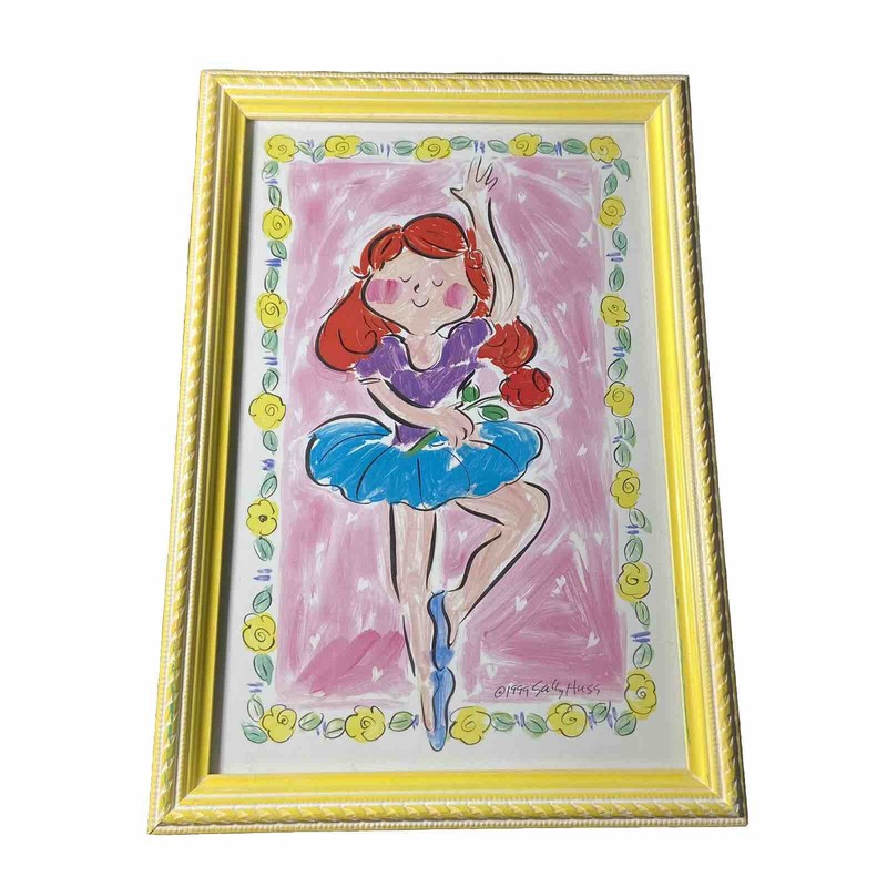 Dancer Art Ballerina Print Framed Sally Huss Flowers Whimsy