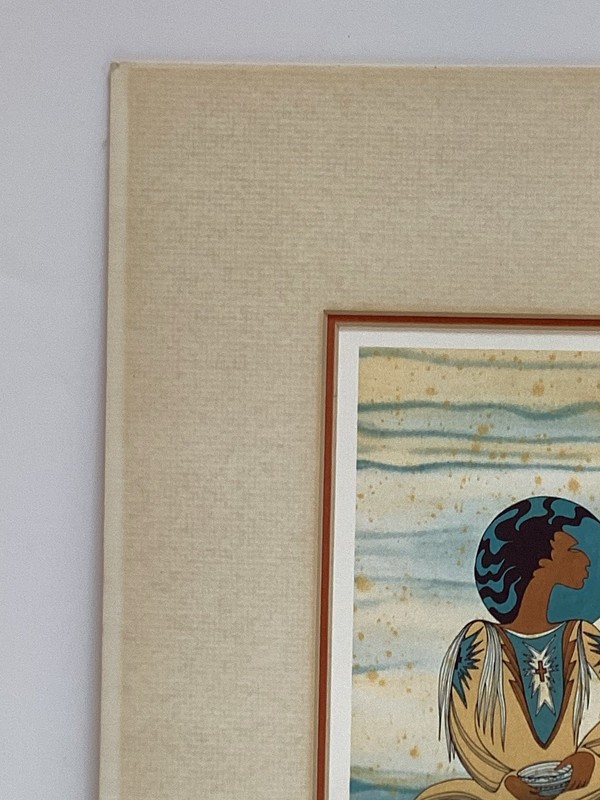 Ioyan Mani Summer Moon Maxine Noel Sioux Native American Matted Signed Print gallery