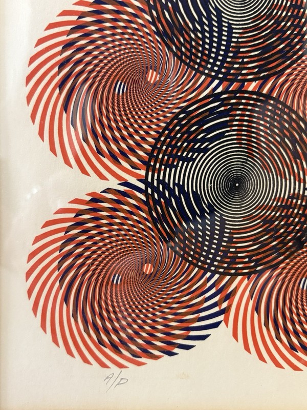 🔥 Vintage '60s ABSTRACT Modern OP ART Spirals GALAXIES Lithograph, ANDERSON gallery