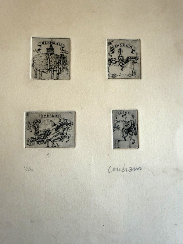 PENCIL SIGNED BRIGITTE COUDRAIN ETCHING 4 MINIATURE ETCHINGS ON 1 PLATE 4/50