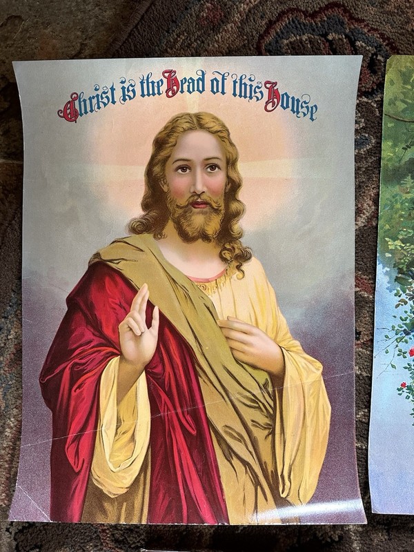 5 Vtg Art Print Posters Religious 16"x12" CHRIST Cecelia ANGELS manger FAMILY gallery