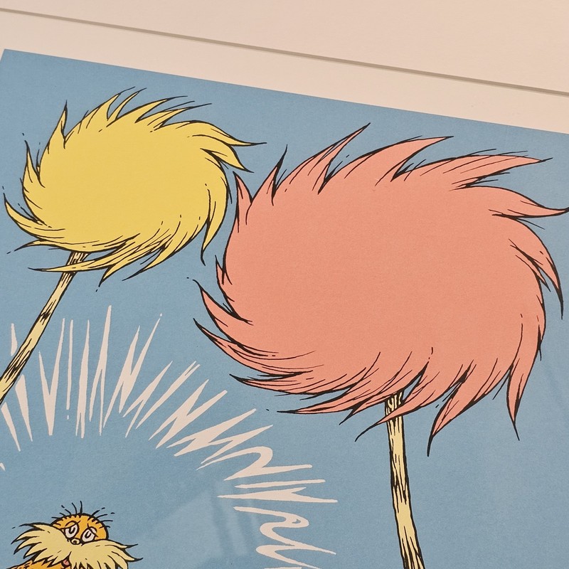 The Lorax Book Cover, Dr Seuss Lithograph on Paper, Framed 27 X 23", With Certif gallery