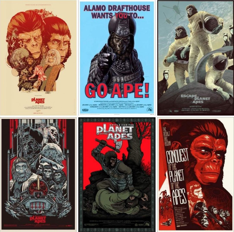 3G – Planet of the apes – Complete set of 6 prints – Mondo print – WYSIWYG
