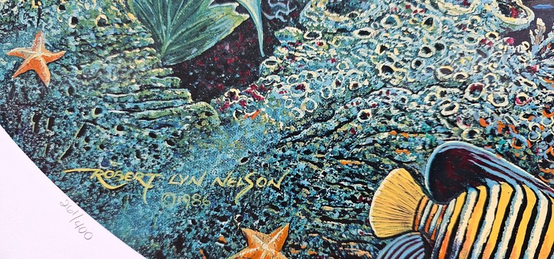 Robert Lyn Serenity of Waipio SIGNED Mixed media Sea turtle 261/400 Hawaii art gallery