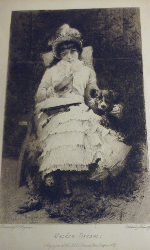 Antique Wood Block Engraving / Etching Titled: «MAIDEN DREAMS» by G. L. Seymour