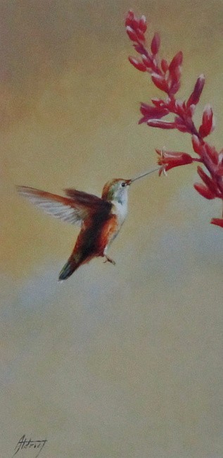 Nectar Delight Hummingbird Print By Edward Aldrich Image 6″ x 12″
