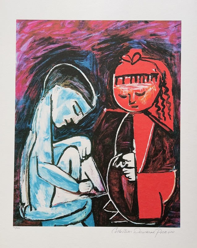 Pablo Picasso MAYA PLAYING Estate Signed Stamped Numbered Giclee Art 26" x 20" gallery