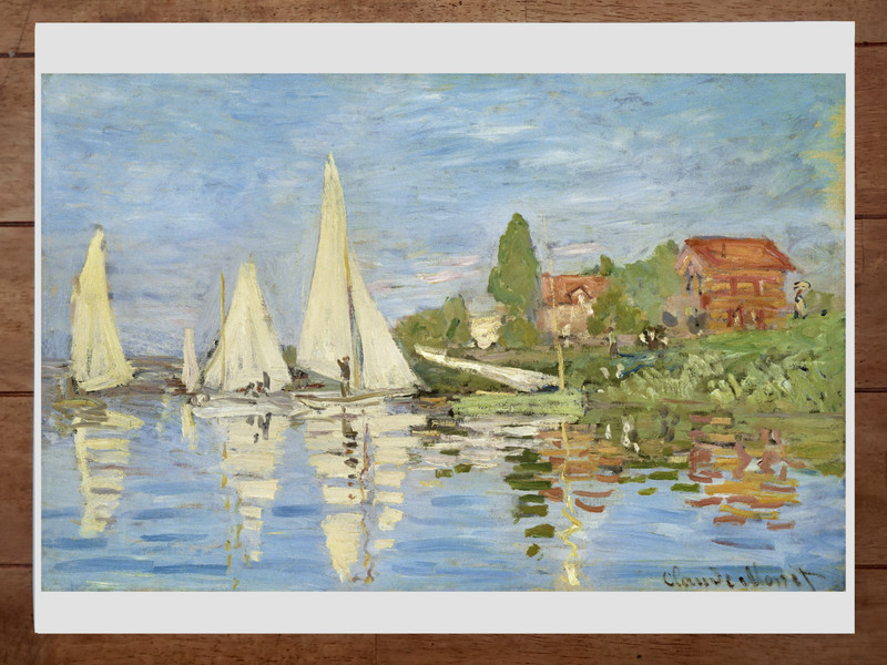 Claude Monet’s Regattas at Argenteuil (1872) famous painting Poster 18x24in