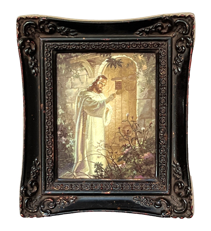 Vintage Warner Sallman Christ at Heart's Door Framed Religious Print Made in USA