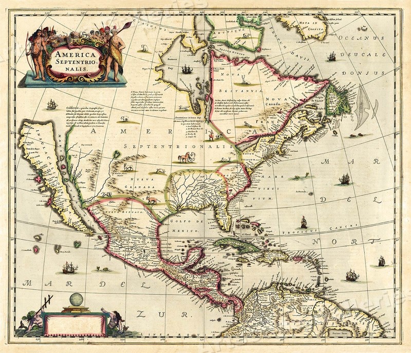 1630s “America Septentrionalis” Vintage Style American Map - 20x24