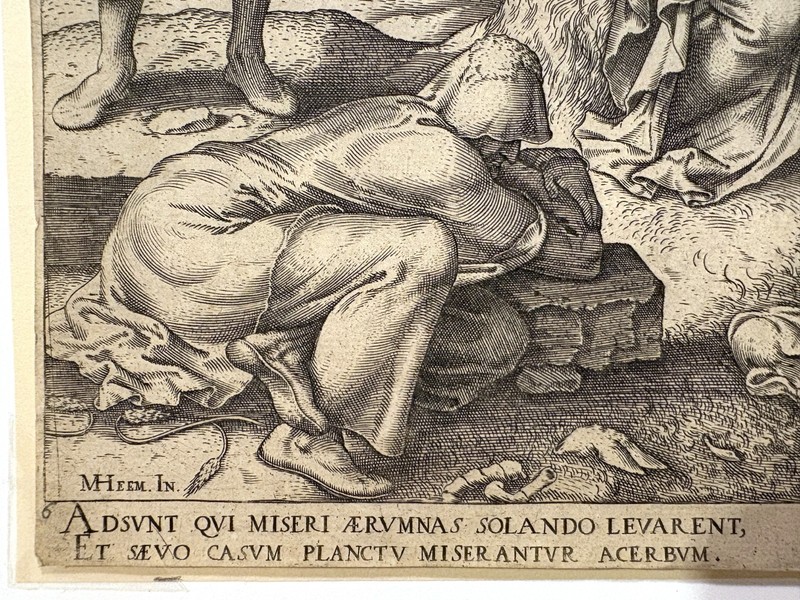 MAERTEN VAN HEEMSKERCK 16th c. Dutch Engraving on Laid Paper BOOK OF JOB 1563 gallery