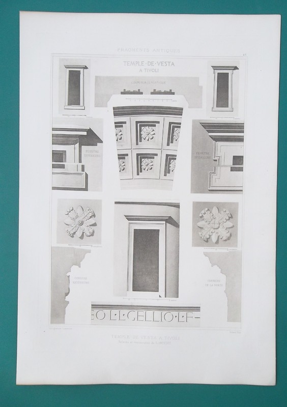 TIVOLI Temple of Vesta Interior Details Restoration – 1905 Espouy Print