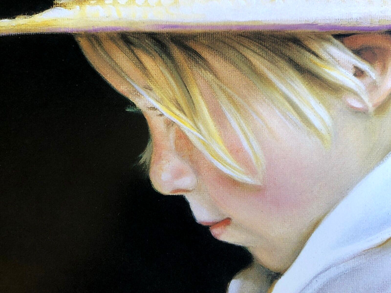 NANCY NOEL (1945-2020), Young Amish Boy Holding Frog. Beautiful Mint