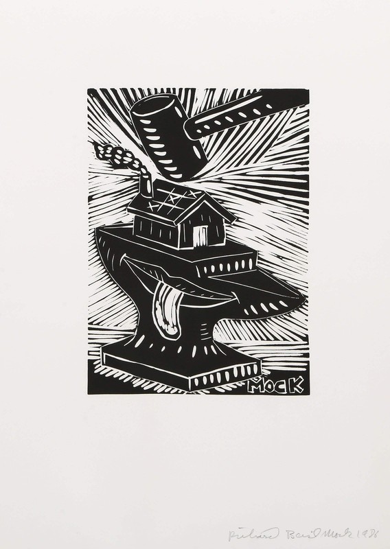 Richard Mock, Anvil, Linocut on BFK Rives, signed, titled, numbered and dated in