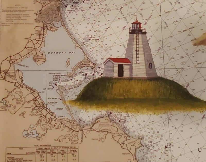 Lighthouses Cape Cod Bay Signed Numbered Print Soundings In Feet ROGER TIRRELL gallery