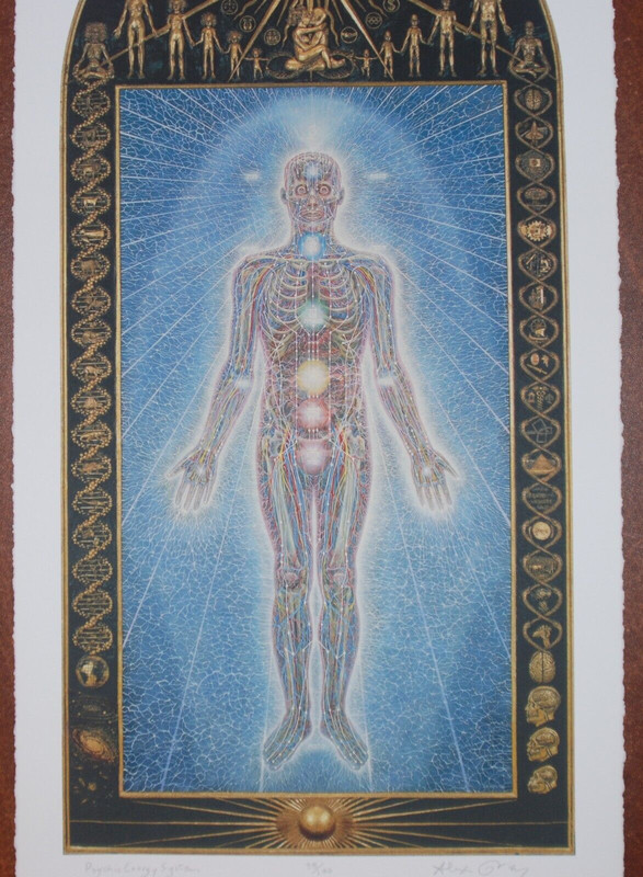 Alex Grey Psychic Energy System Art Print S/# 100 Sacred Mirrors Chakras Poster gallery
