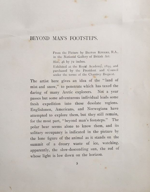 Beyond Man's Footsteps by Briton Riviere - Antique Print 1902 gallery
