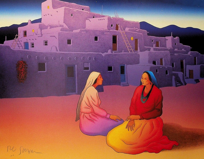 R.C. Gorman — "Taos Storytellers" Pencil-Signed Lithograph, 8.5×11 gallery