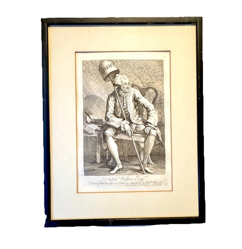 William Hogarth «John Wilkes Esq.» 1822 Engraving – Original Plate – Framed