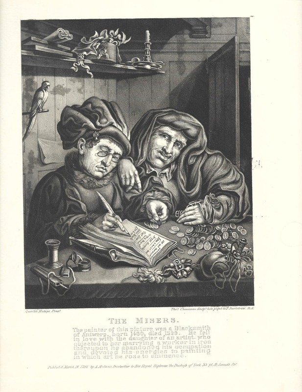 Thomas Cheesman 1791 "The Misers" Stipple Engraving