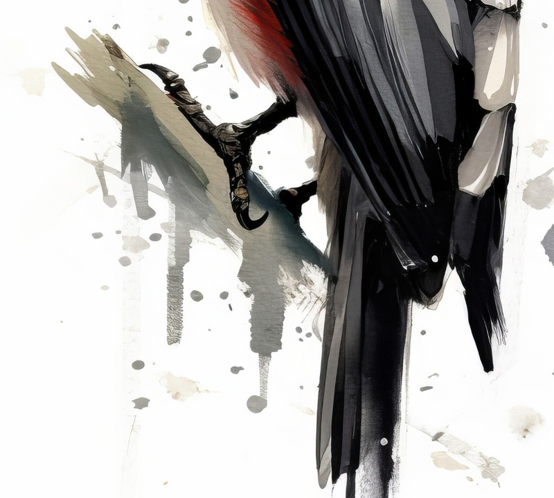 Vivid Pileated Woodpecker Watercolor Print - Bird Art of Nature's Elegance 5"x7" gallery