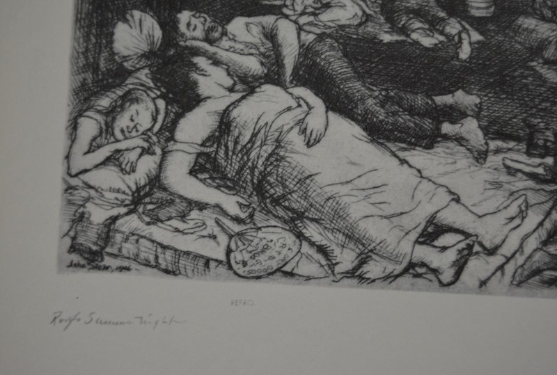 Vintage 1930's Art Print John Sloan Roof Summer Nights Wall Décor History gallery