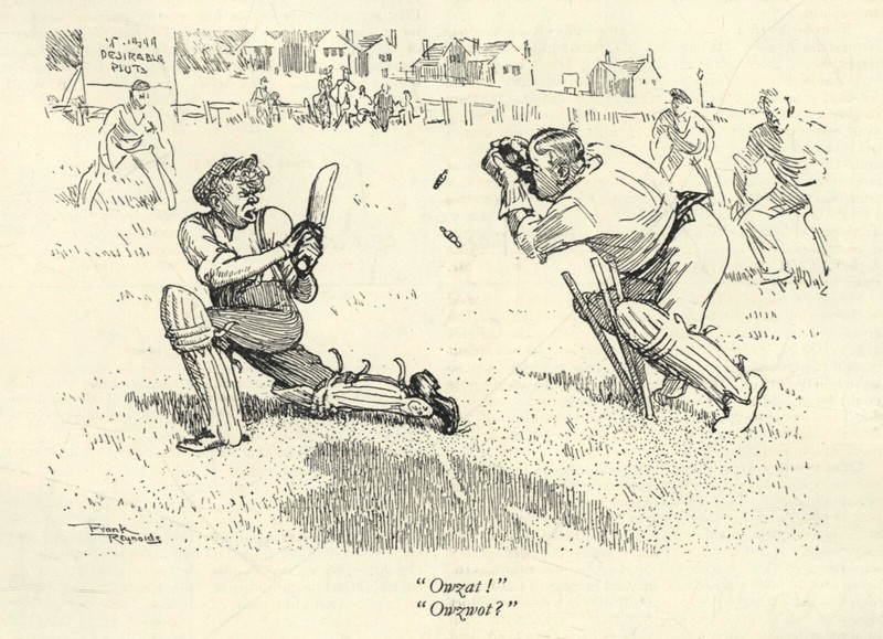 RARE 1939 CRICKET SPORT CAROON HUMOR – Howzat / Owzat! / Owzwot t? UMPIRE APPEAL
